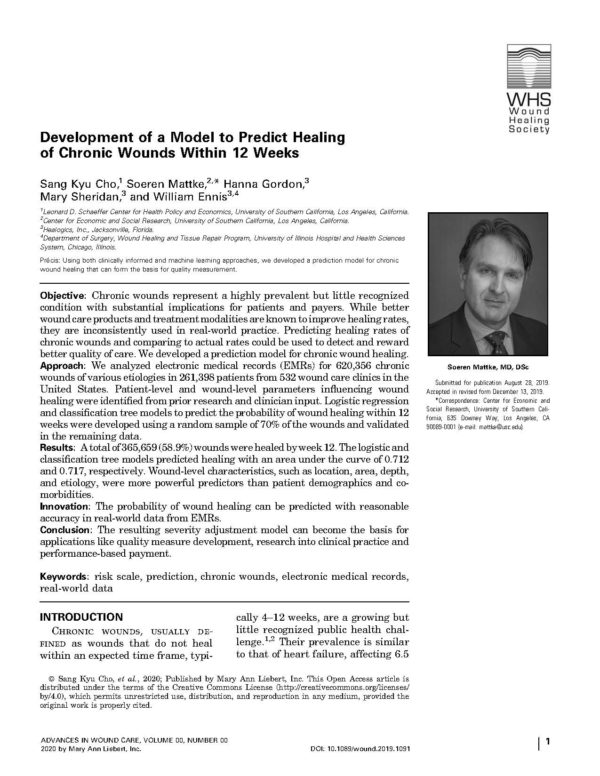 Download Development of a Model to Predict Healing of Chronic Wounds Within 12 Weeks